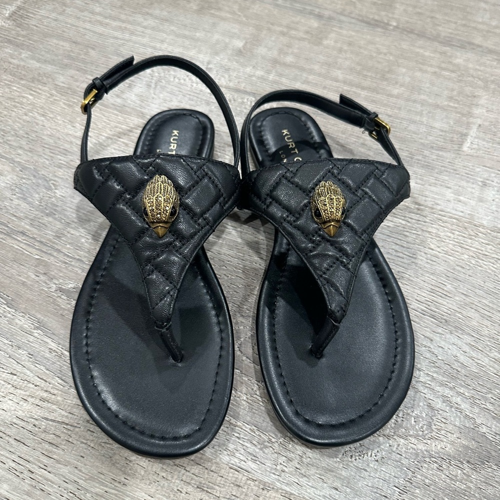 Kurt Geiger Black Sandals with Gold Accent